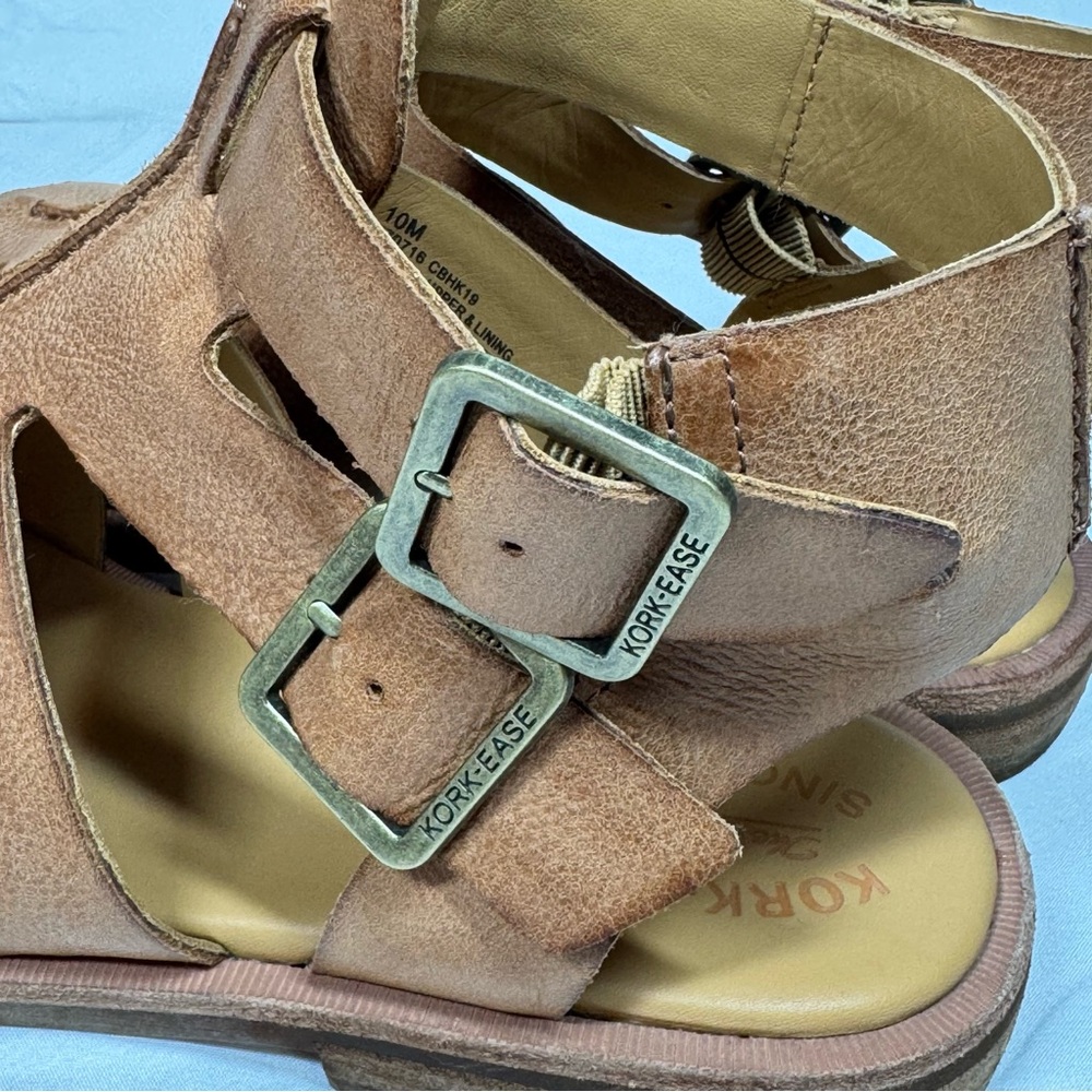 Kork-Ease Baltea Tan Leather Sandals, EUC Comfortable Strappy Buckles Women’s 10 - Picture 8 of 13